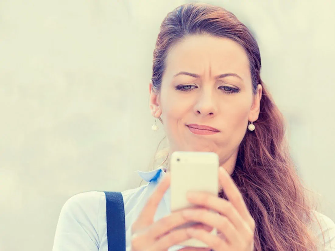Banner Woman Confused Looking At Phone