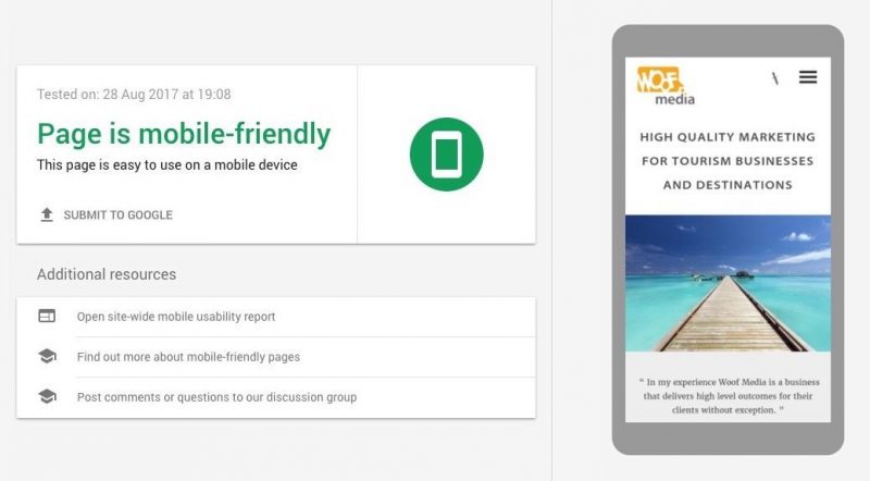 Google Mobile Friendly Test Woofmedia.com .au 