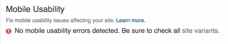 Google Mobile Usability Tool No Errors 1024x201