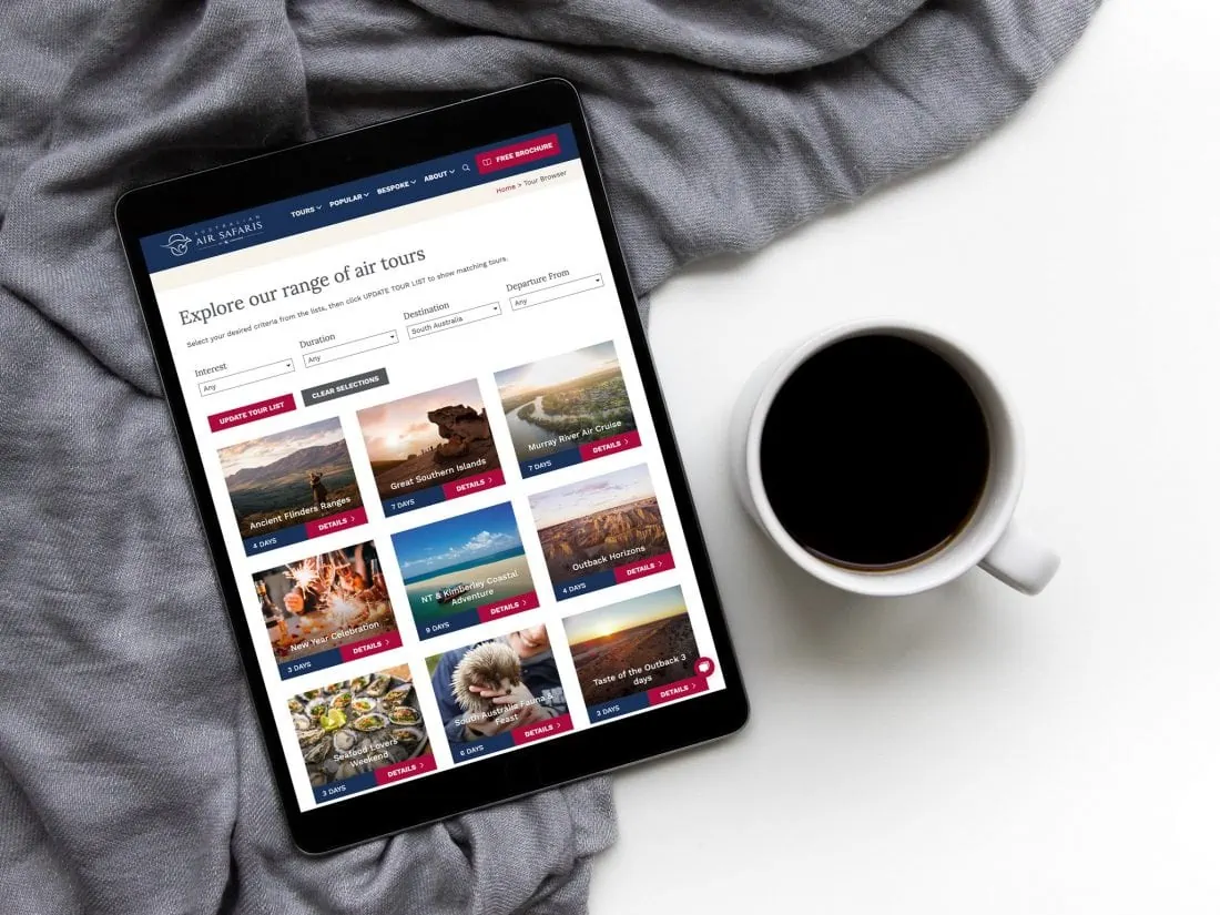 Australian Air Safaris Website IPad Air Tours 38